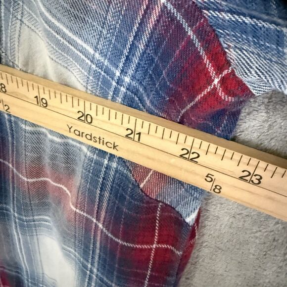 J Jill Top Women 1X Plaid Flannel Button Up Long Sleeves Plus Tunic Pockets - Picture 4 of 8